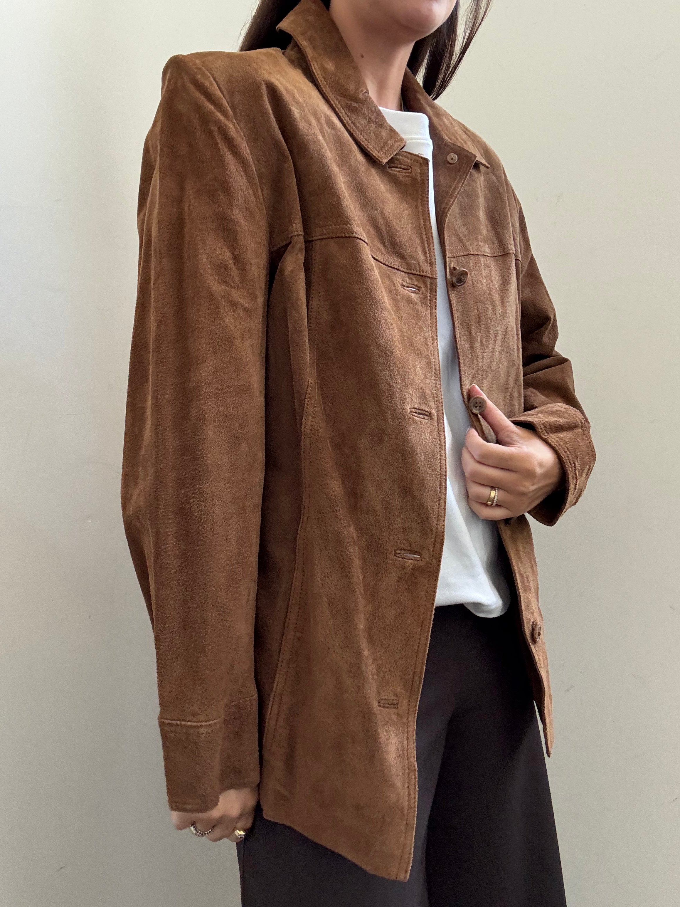 Vintage Caramel Suede Buttoned Jacket Size Small