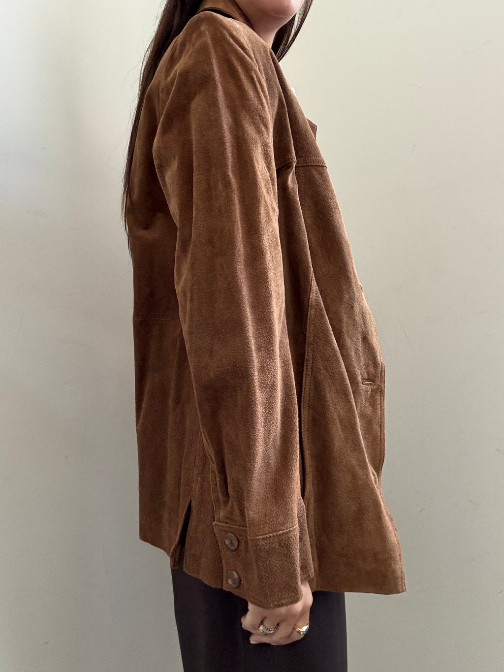 Vintage Caramel Suede Buttoned Jacket Size Small