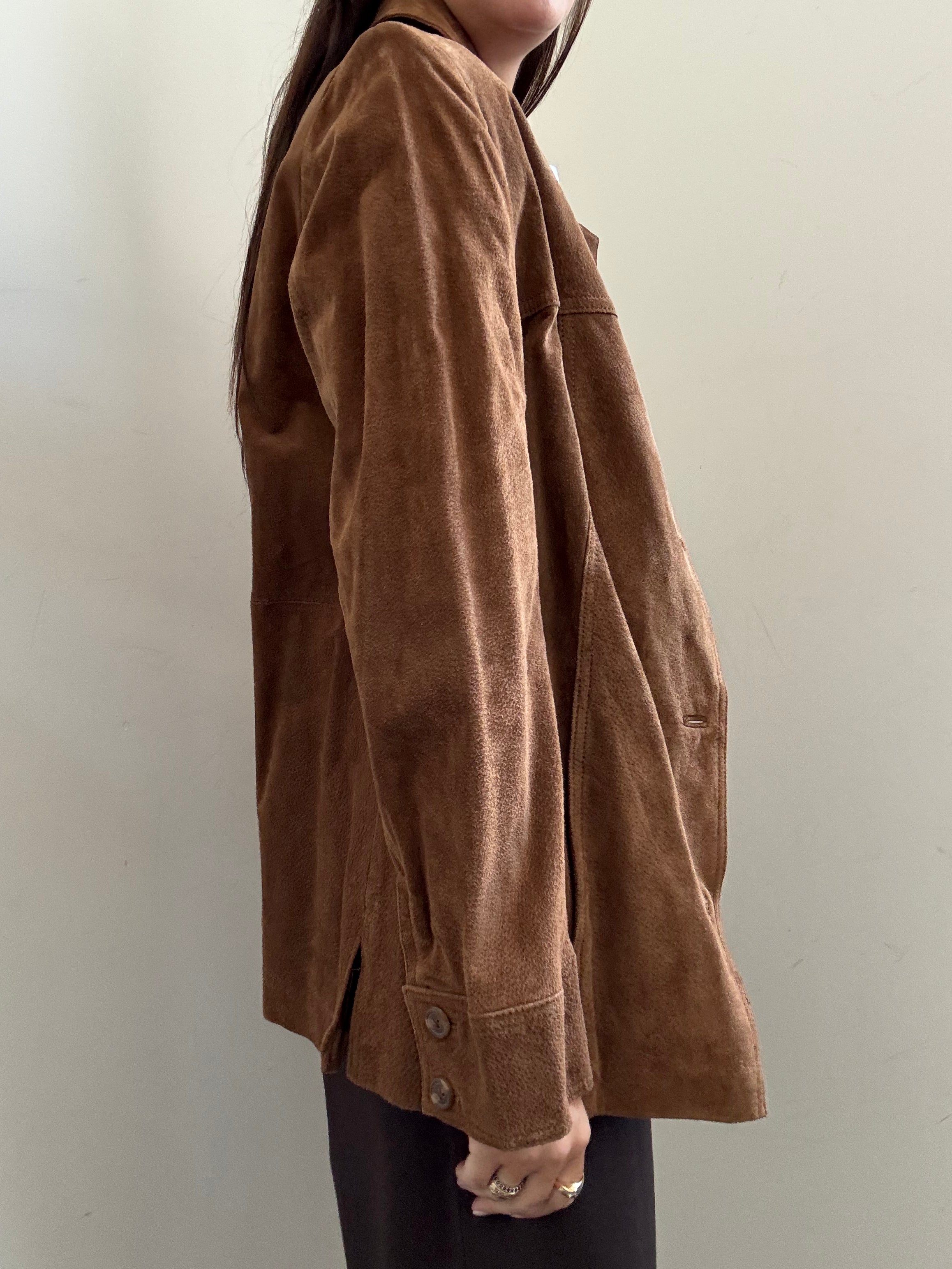 Vintage Caramel Suede Buttoned Jacket Size Small