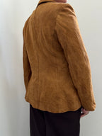 Vintage Caramel Suede Fitted Buttoned Jacket Size XS