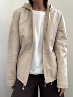 Vintage Italian Off White Hooded Leather Jacket Size Small