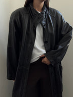 Vintage High Neck Leather Trench Coat Size Medium