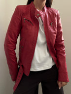 Vintage Red Faux Leather Moto Jacket Size XS