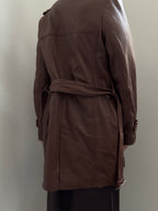 Vintage Brown Double Breasted Belted Trench Coat Size Small