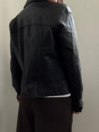 Vintage Italian Black Structured Leather Jacket Size XS