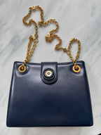 Vintage Tiffany & Co Navy Blue Chain Shoulder Bag