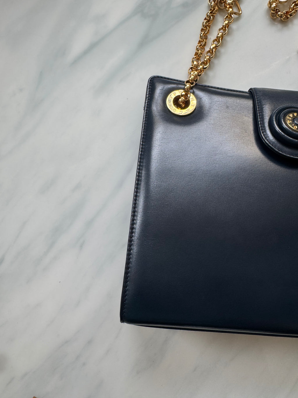 Vintage Tiffany & Co Navy Blue Chain Shoulder Bag