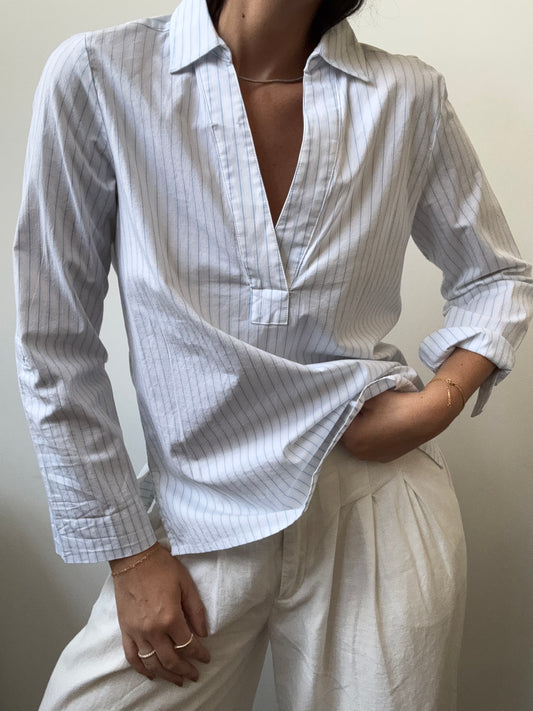 Vintage Pinstripe Popover Tunic Size Small