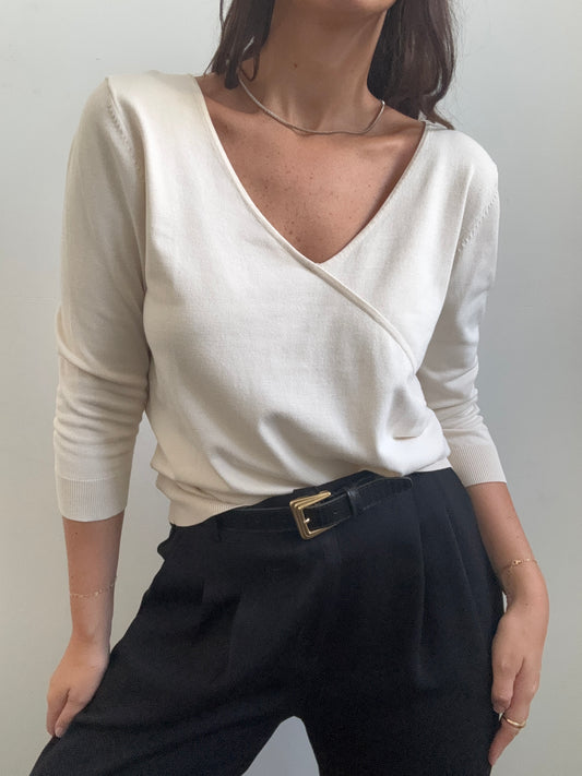 Vintage Lightweight Knit Wrap-Style Sweater Size Large