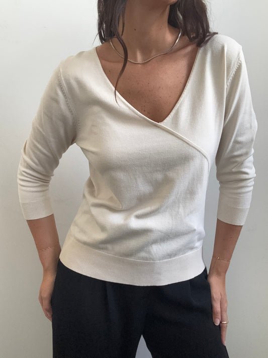 Vintage Lightweight Knit Wrap-Style Sweater Size Large