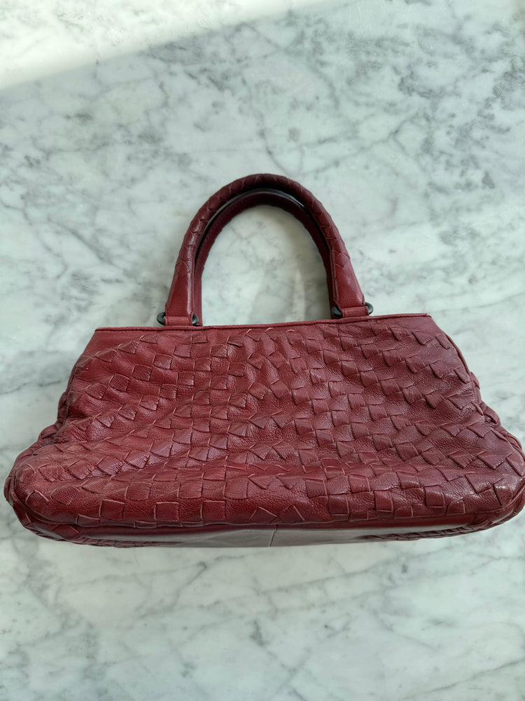 Vintage Bottega Veneta Red Intrecciato Leather Handbag