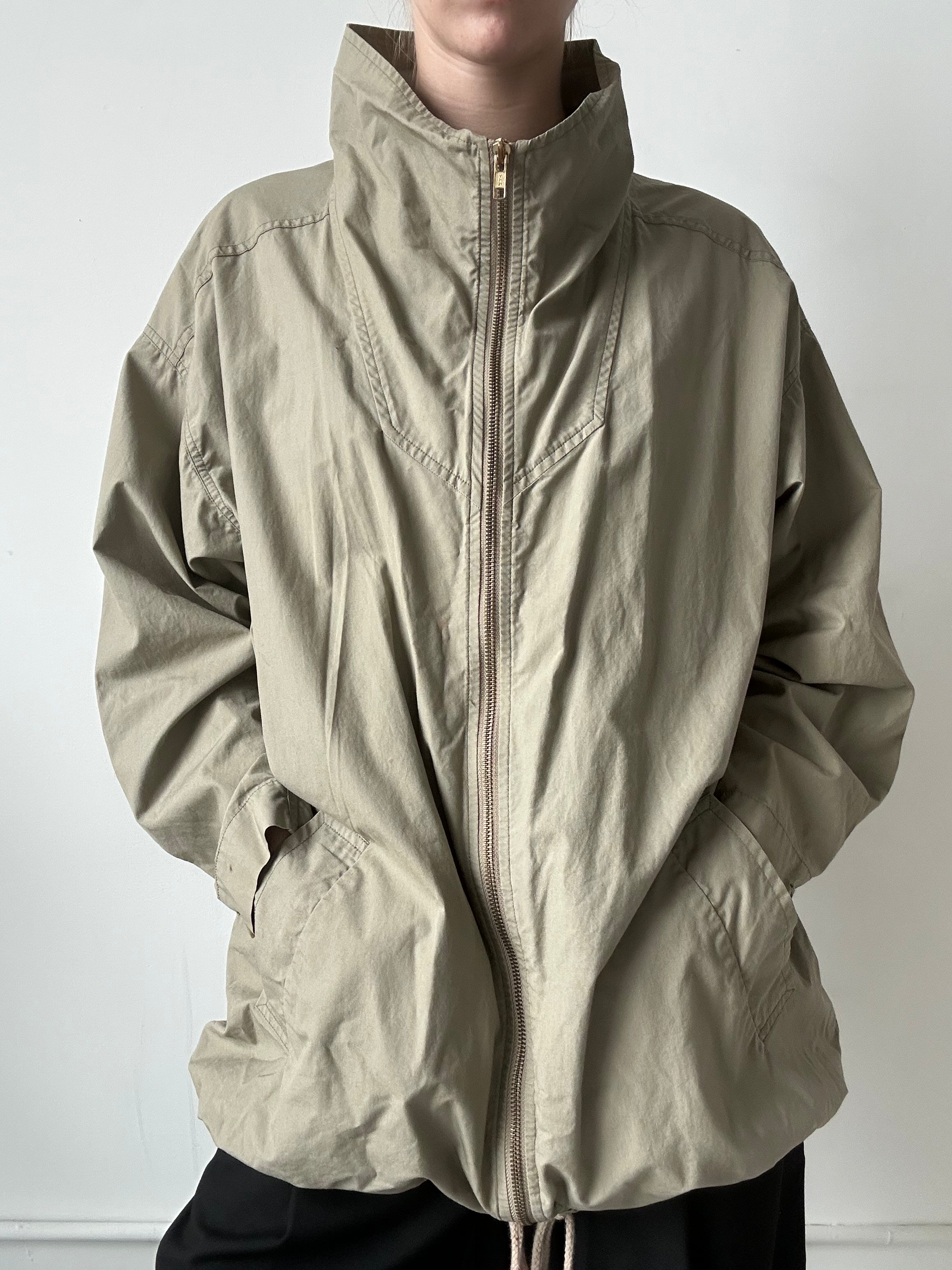 Vintage Taupe Calvin Klein Windbreaker Drawstring Jacket Size Small