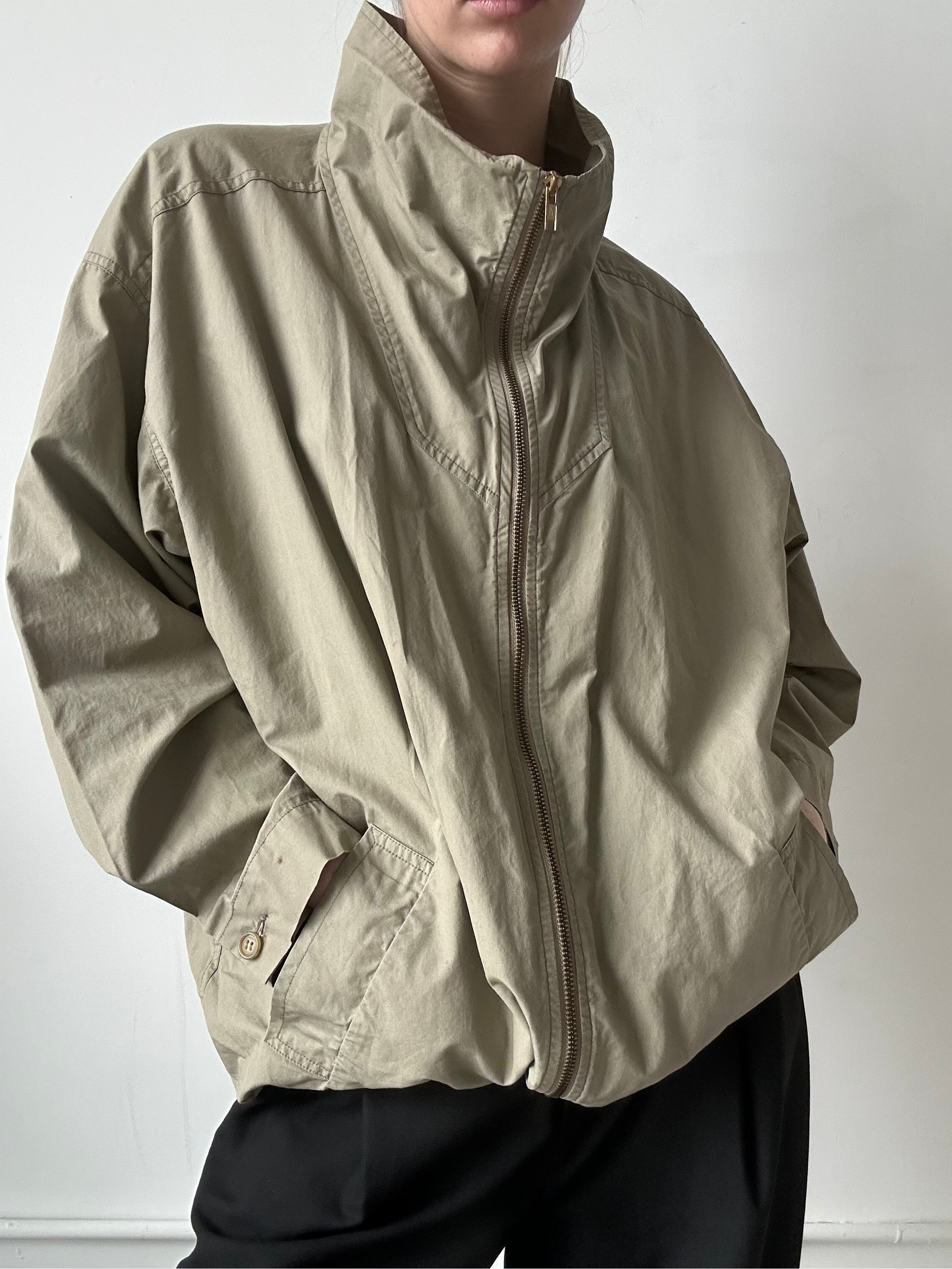 Vintage Taupe Calvin Klein Windbreaker Drawstring Jacket Size Small