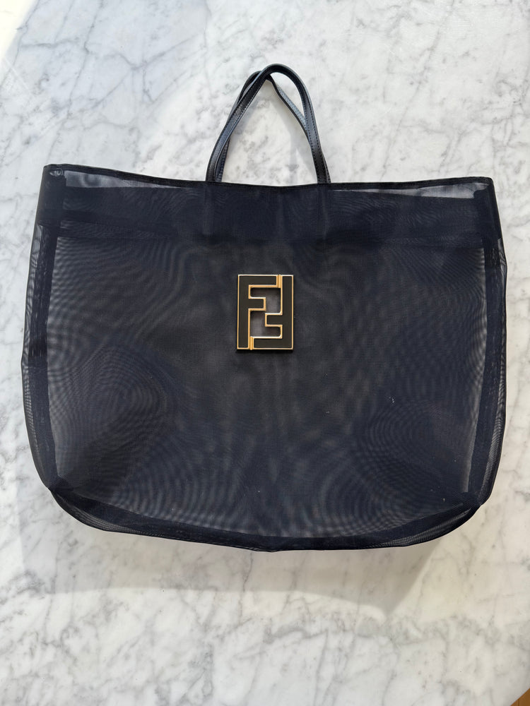 Vintage Fendi Black Mesh Tote Bag