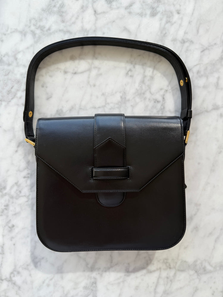 Vintage Yves Saint Laurent Black Leather Shoulder Bag