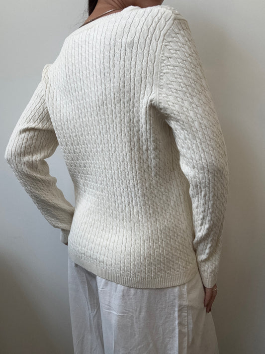 Vintage Ivory Cable Knit Sweater Size Medium