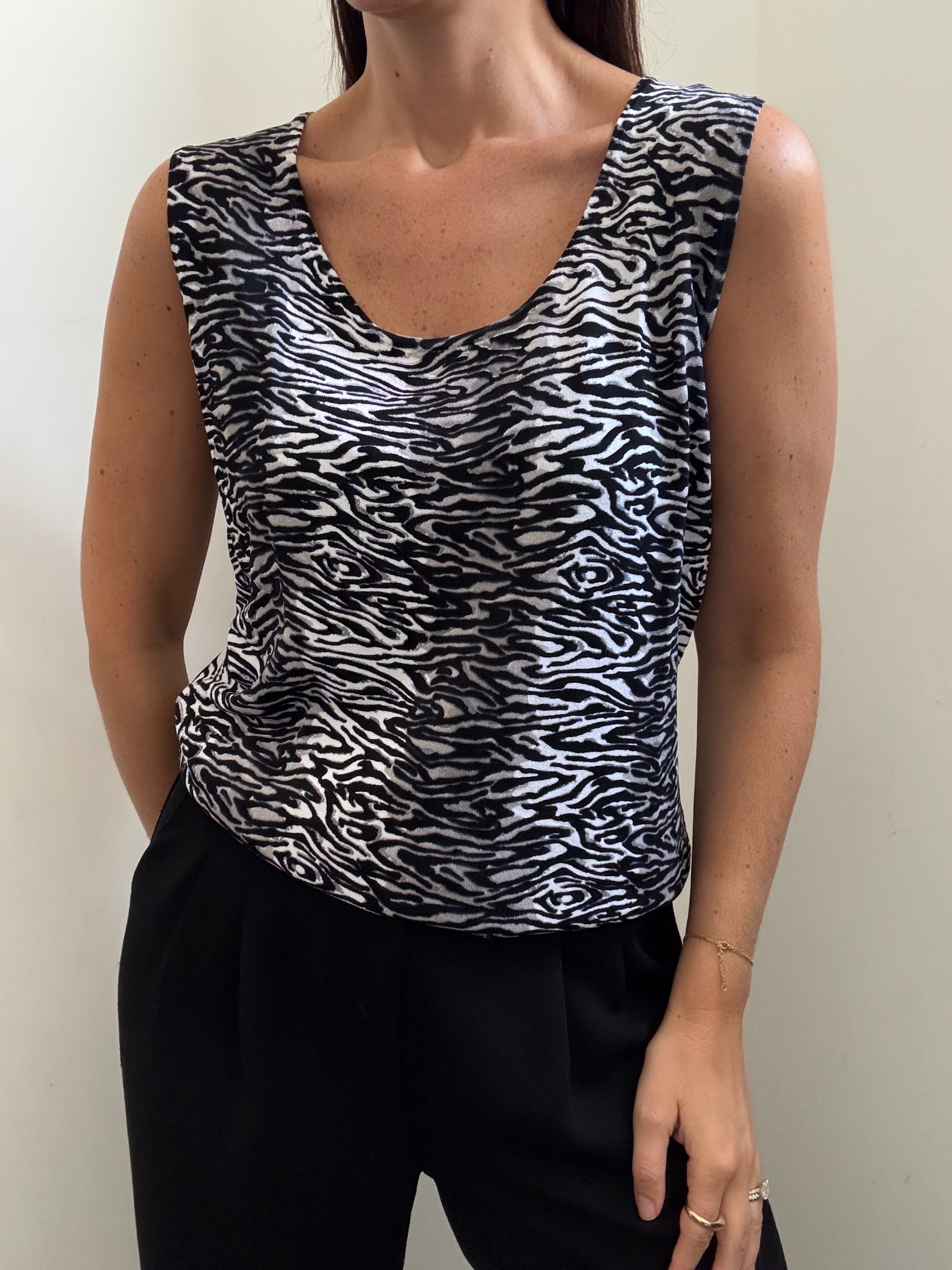 Vintage Sleeveless Zebra Print Tank Size XL