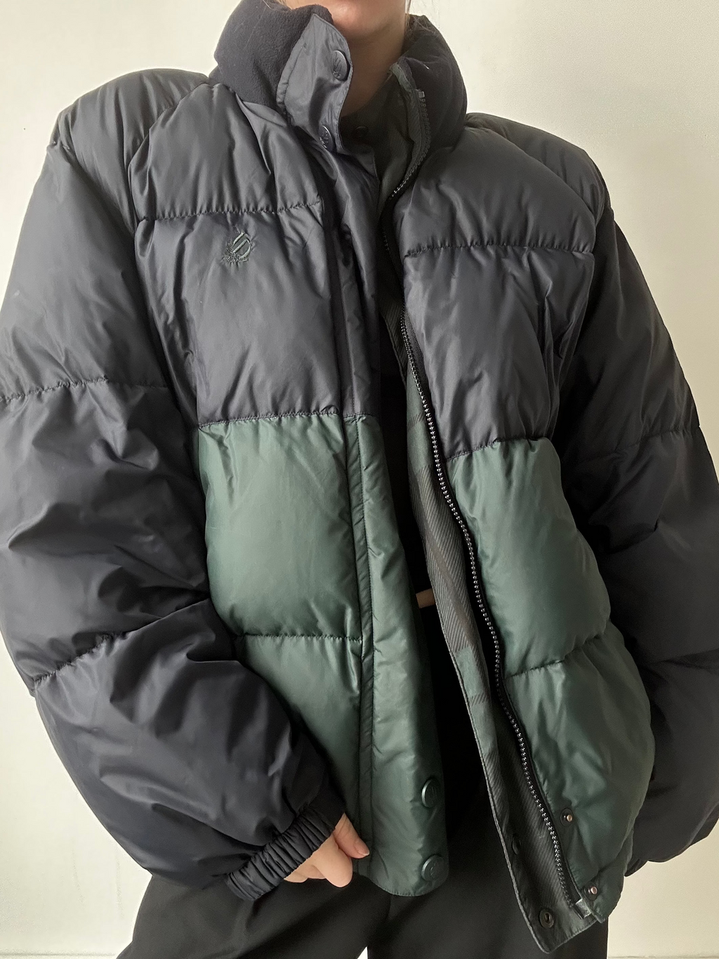 Vintage Reversible Green Black Watch Plaid Bomber Jacket Size Large
