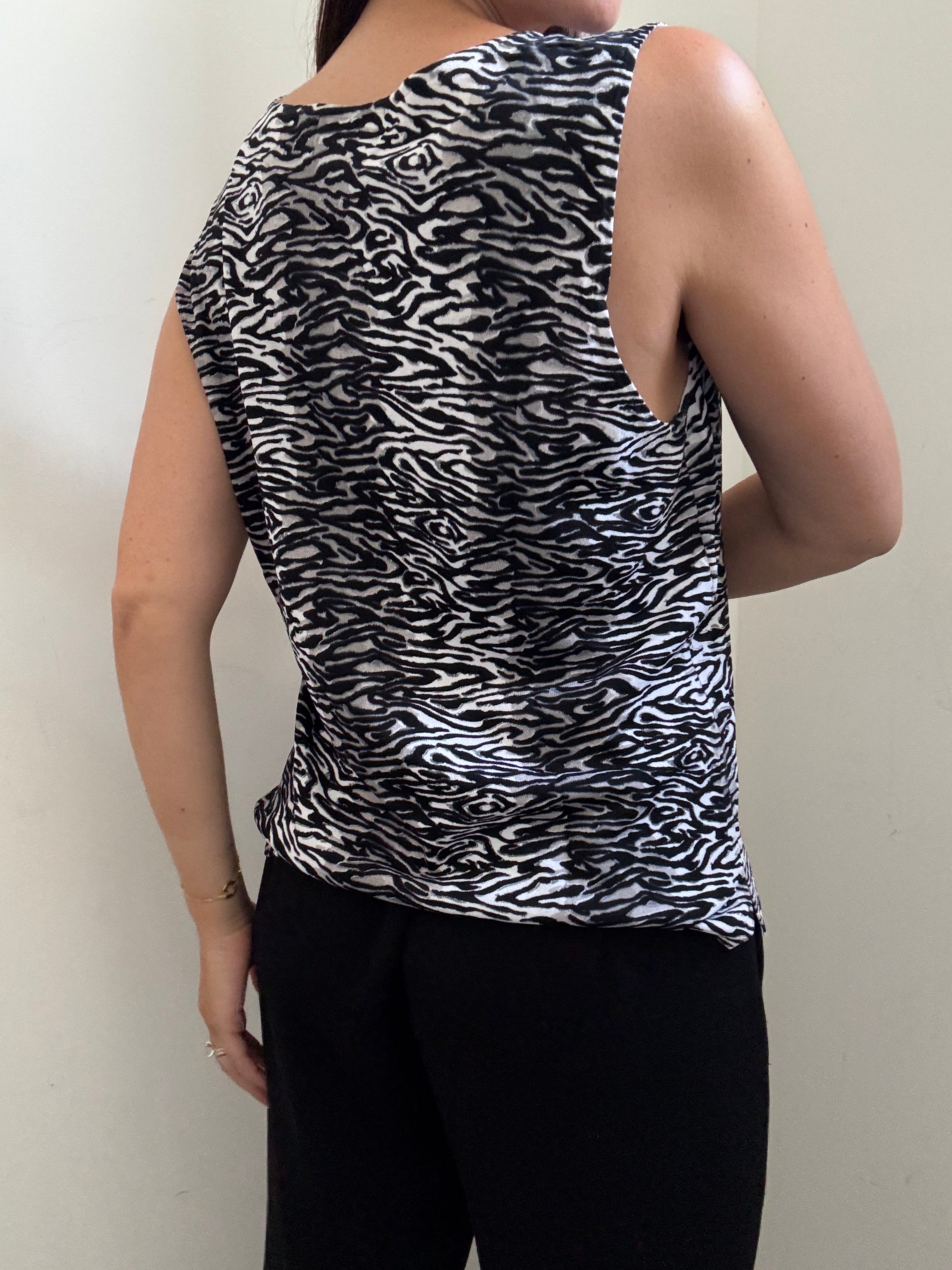 Vintage Sleeveless Zebra Print Tank Size XL