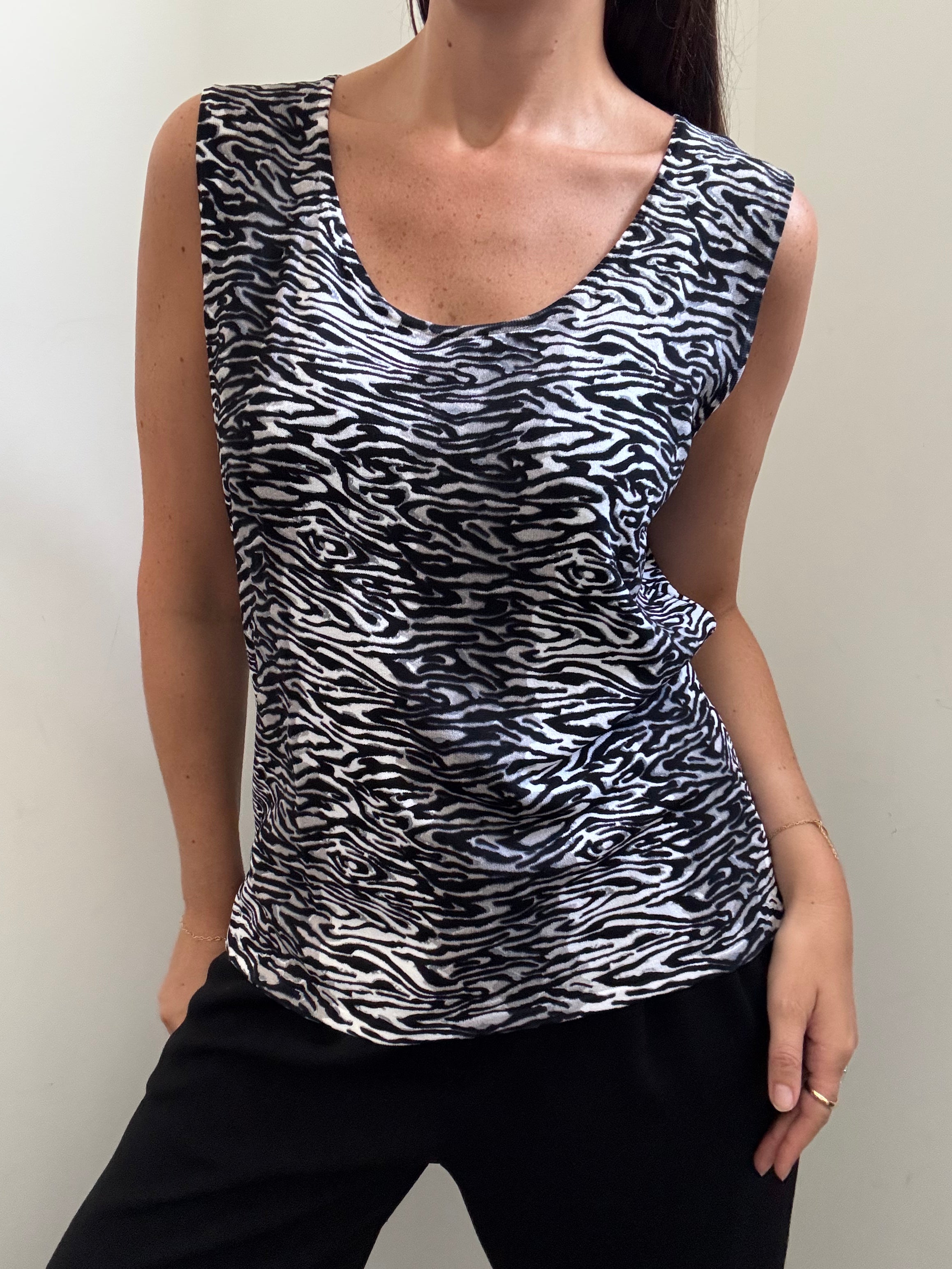 Vintage Sleeveless Zebra Print Tank Size XL