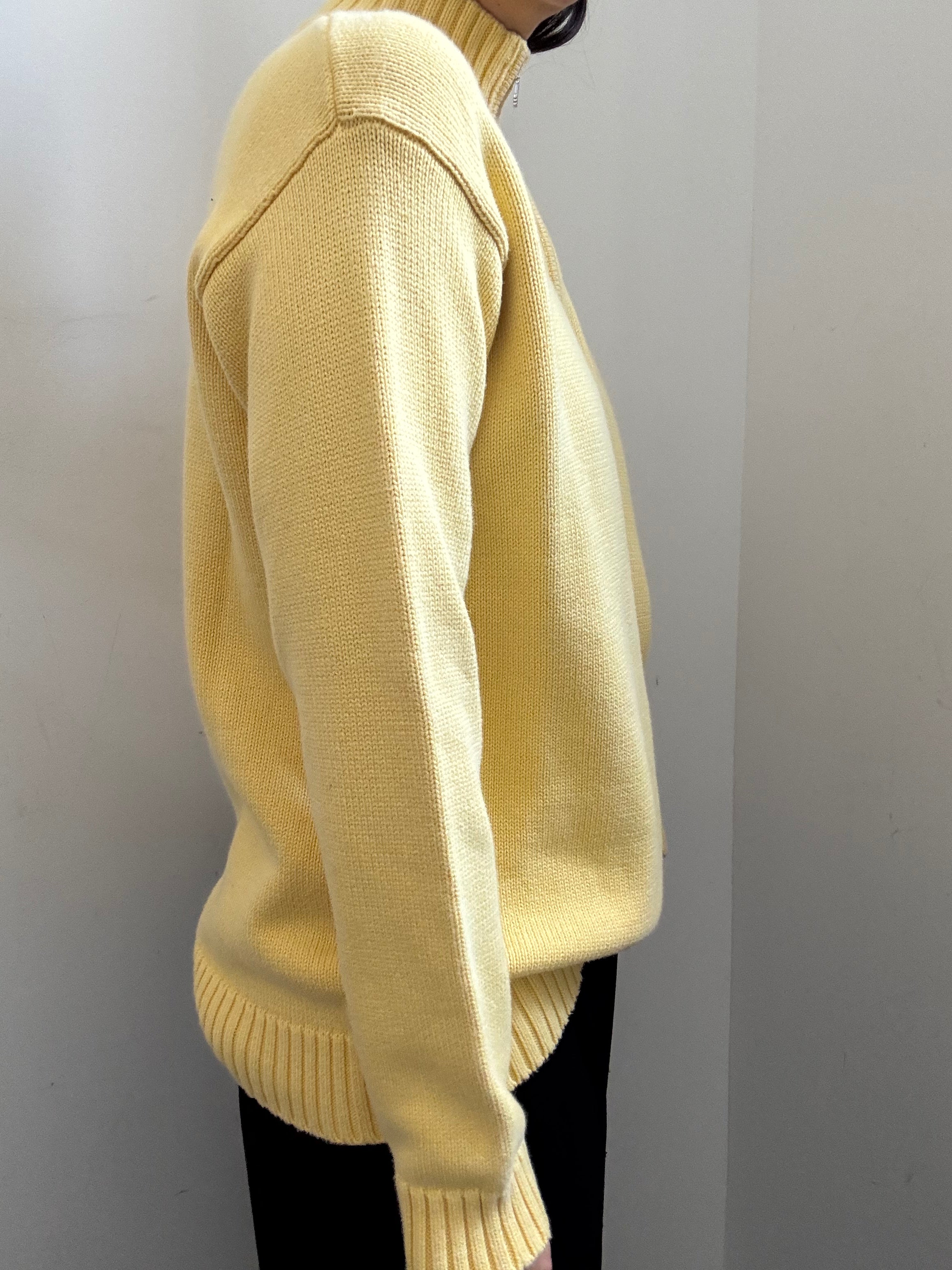 Vintage Ralph Lauren Butter Yellow Quarter Zip Knit Sweater Size L