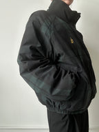 Vintage Reversible Green Black Watch Plaid Bomber Jacket Size Large