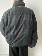 Vintage Reversible Green Black Watch Plaid Bomber Jacket Size Large