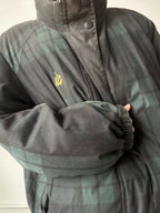 Vintage Reversible Green Black Watch Plaid Bomber Jacket Size Large