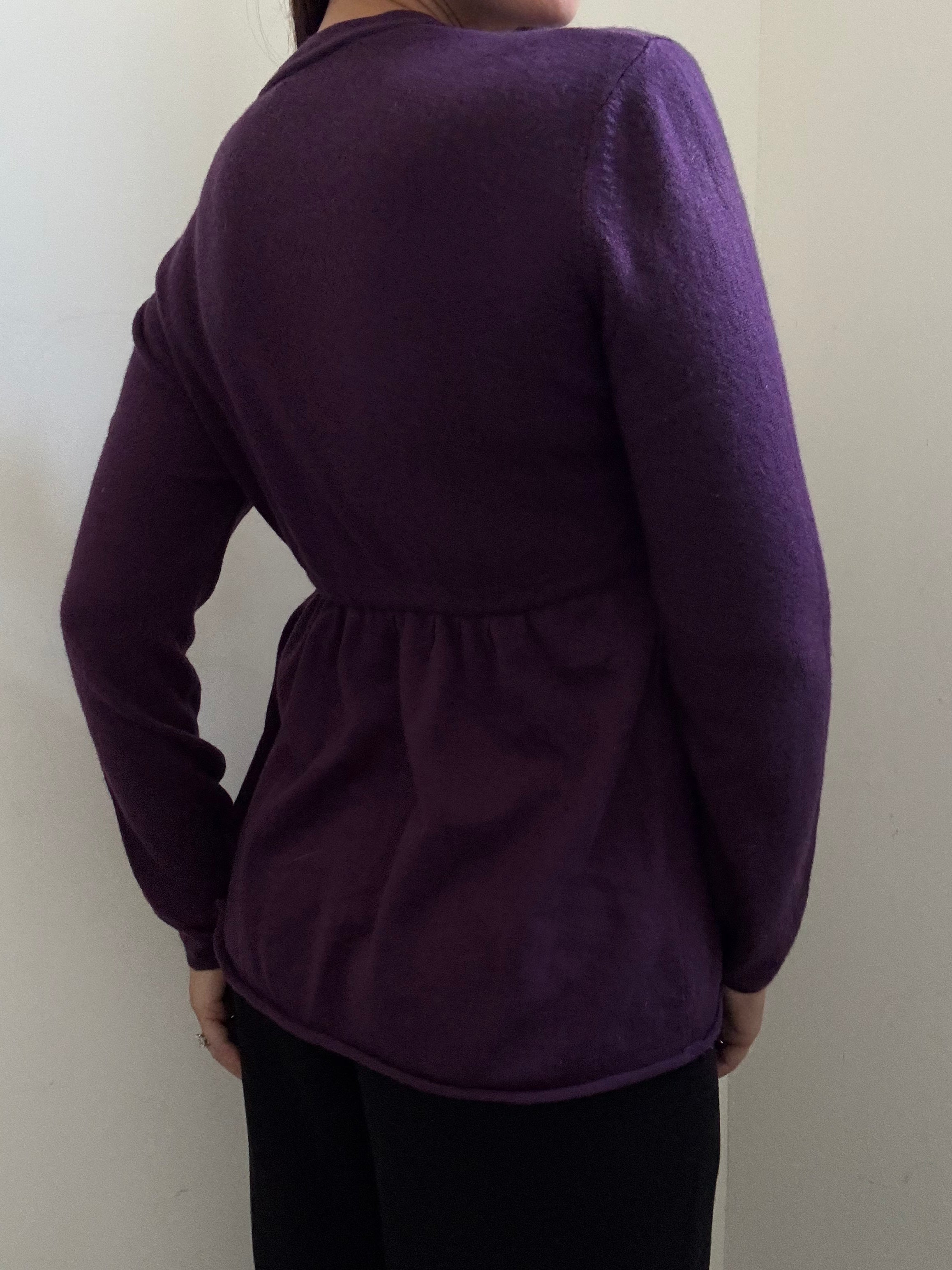 Vintage Babydoll Flare Tie Waist Purple Cardigan Size M