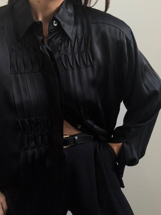 Vintage Silk Black Escada Button-Up Size Large
