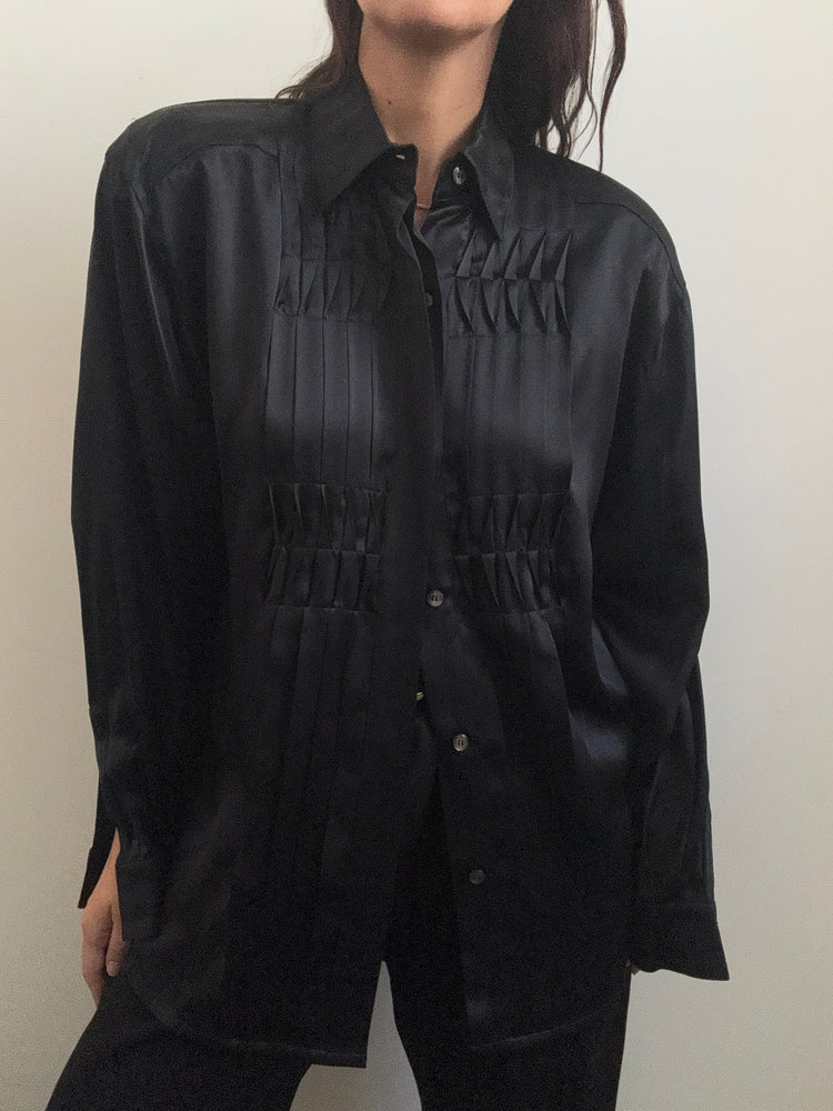 Vintage Silk Black Escada Button-Up Size Large