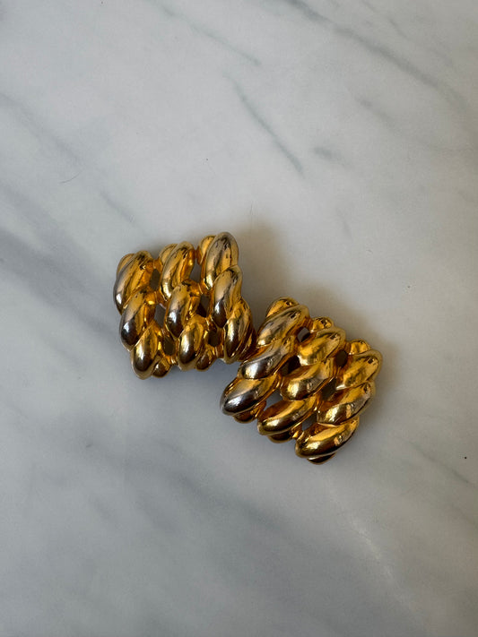 Vintage Gold-Toned Marquise-Shaped Earrings