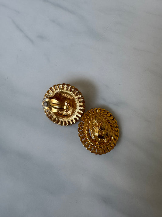Vintage Gold-Toned Lion Detail Earrings