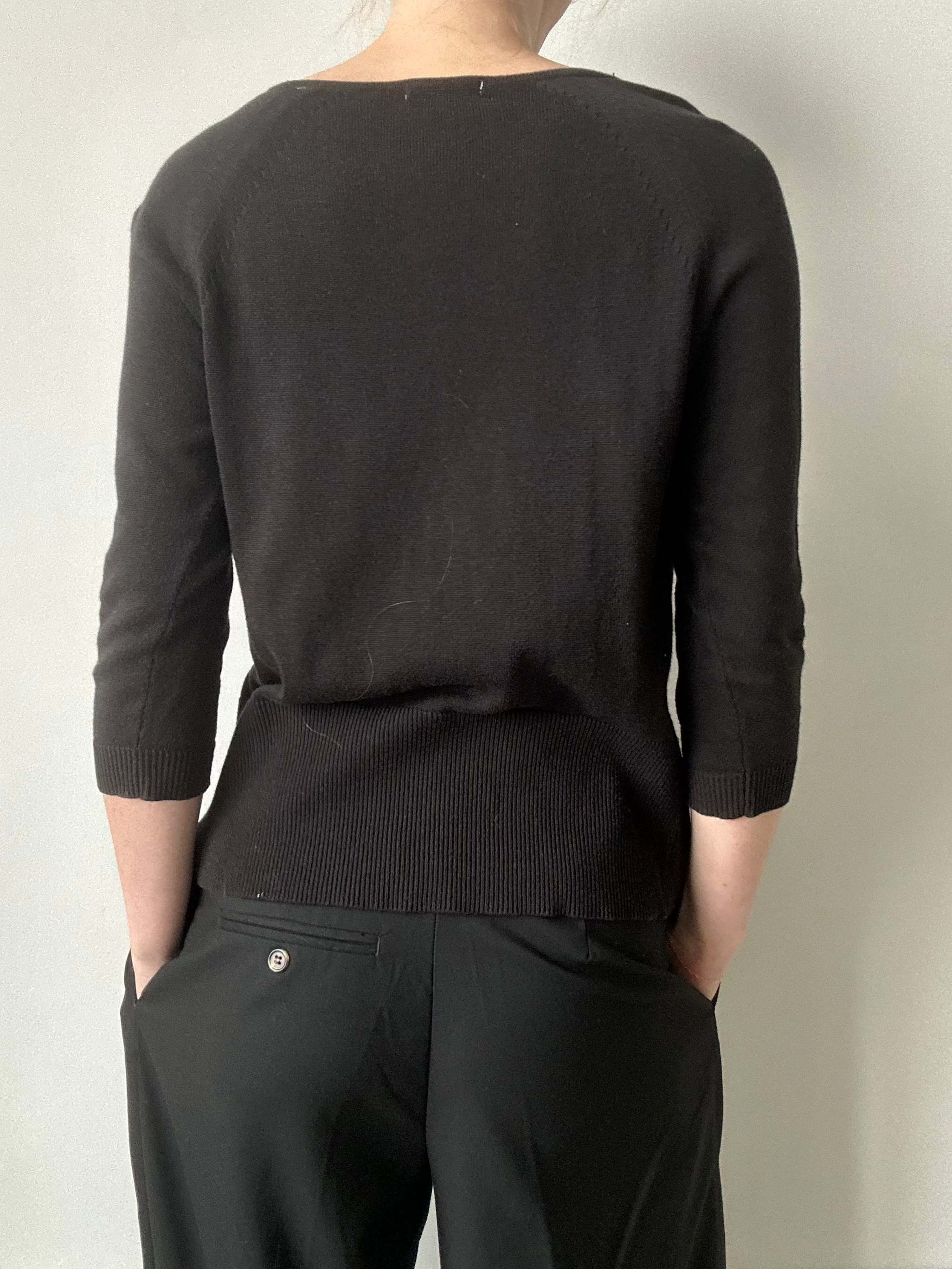 Vintage Black 3/4 Sleeve Knit Cardigan Size Small