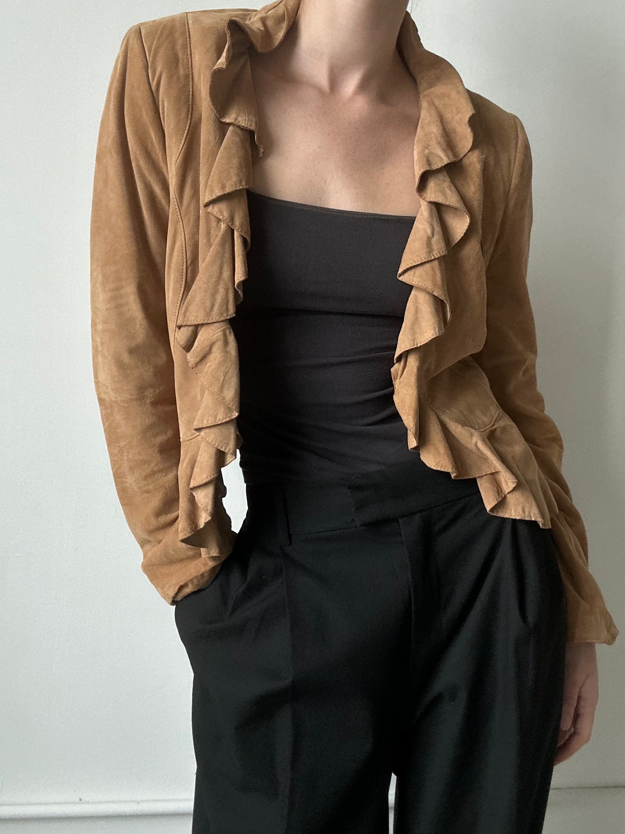 Vintage Suede Ruffle Jacket Size Medium