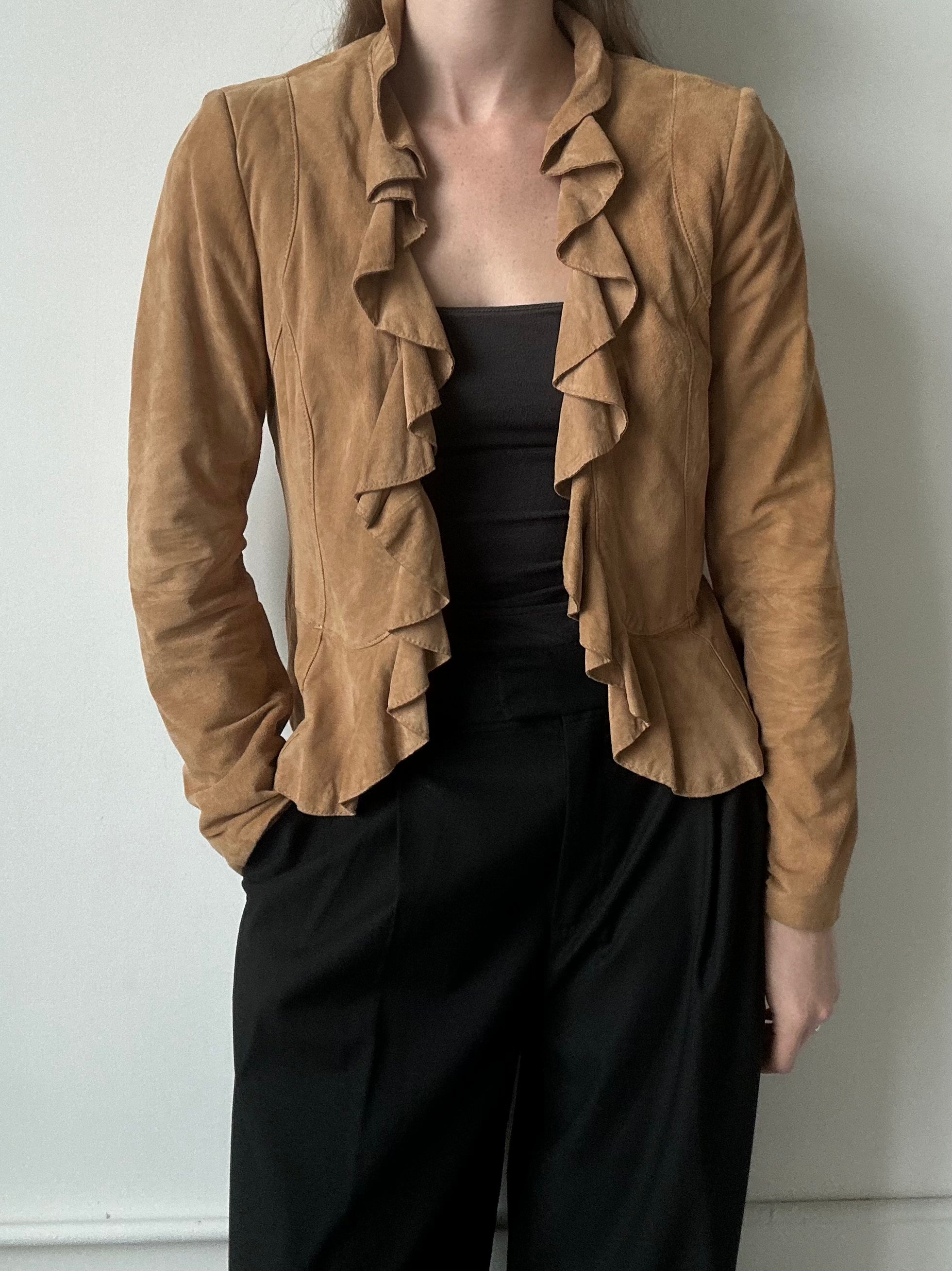 Vintage Suede Ruffle Jacket Size Medium