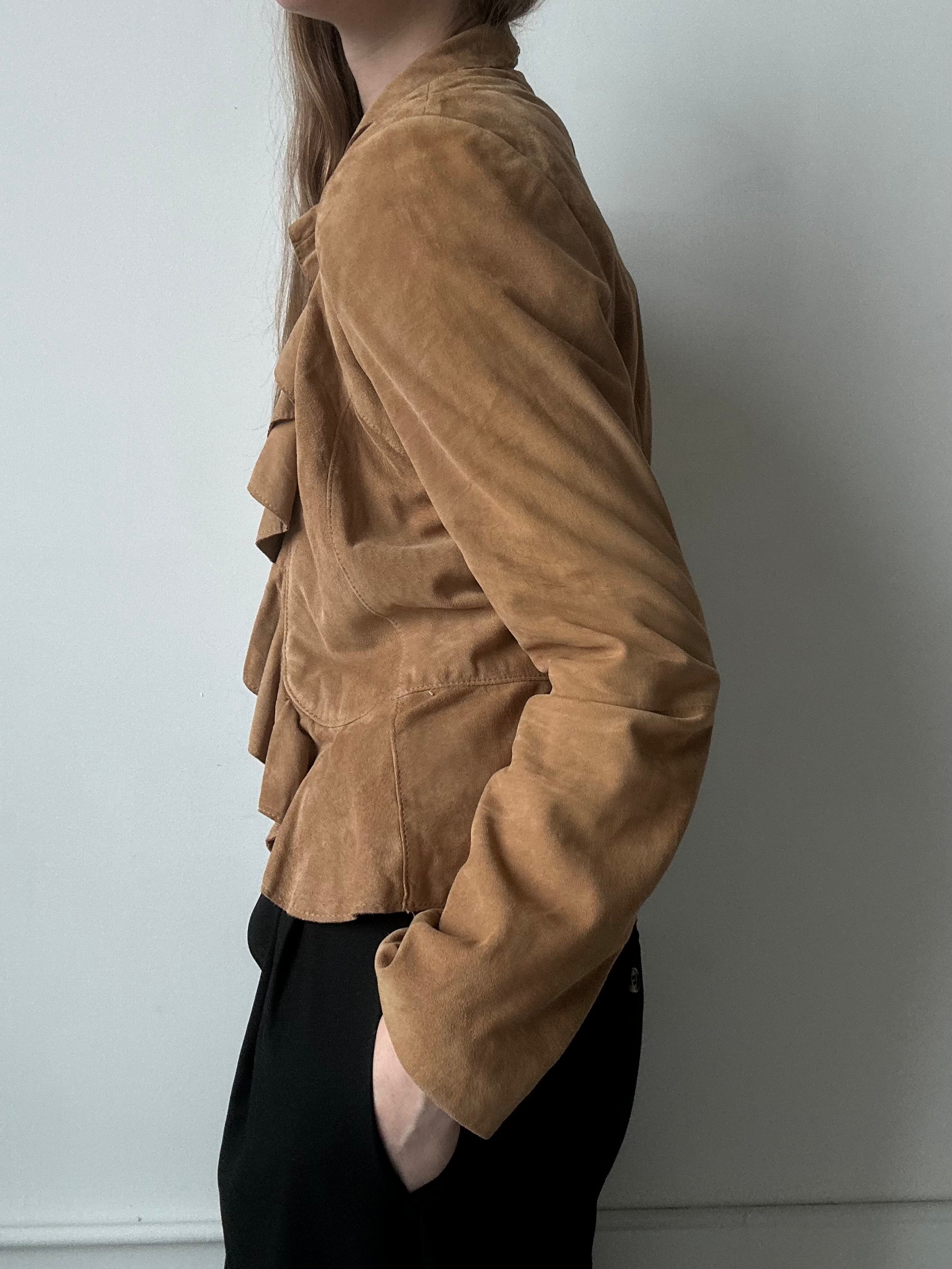 Vintage Suede Ruffle Jacket Size Medium