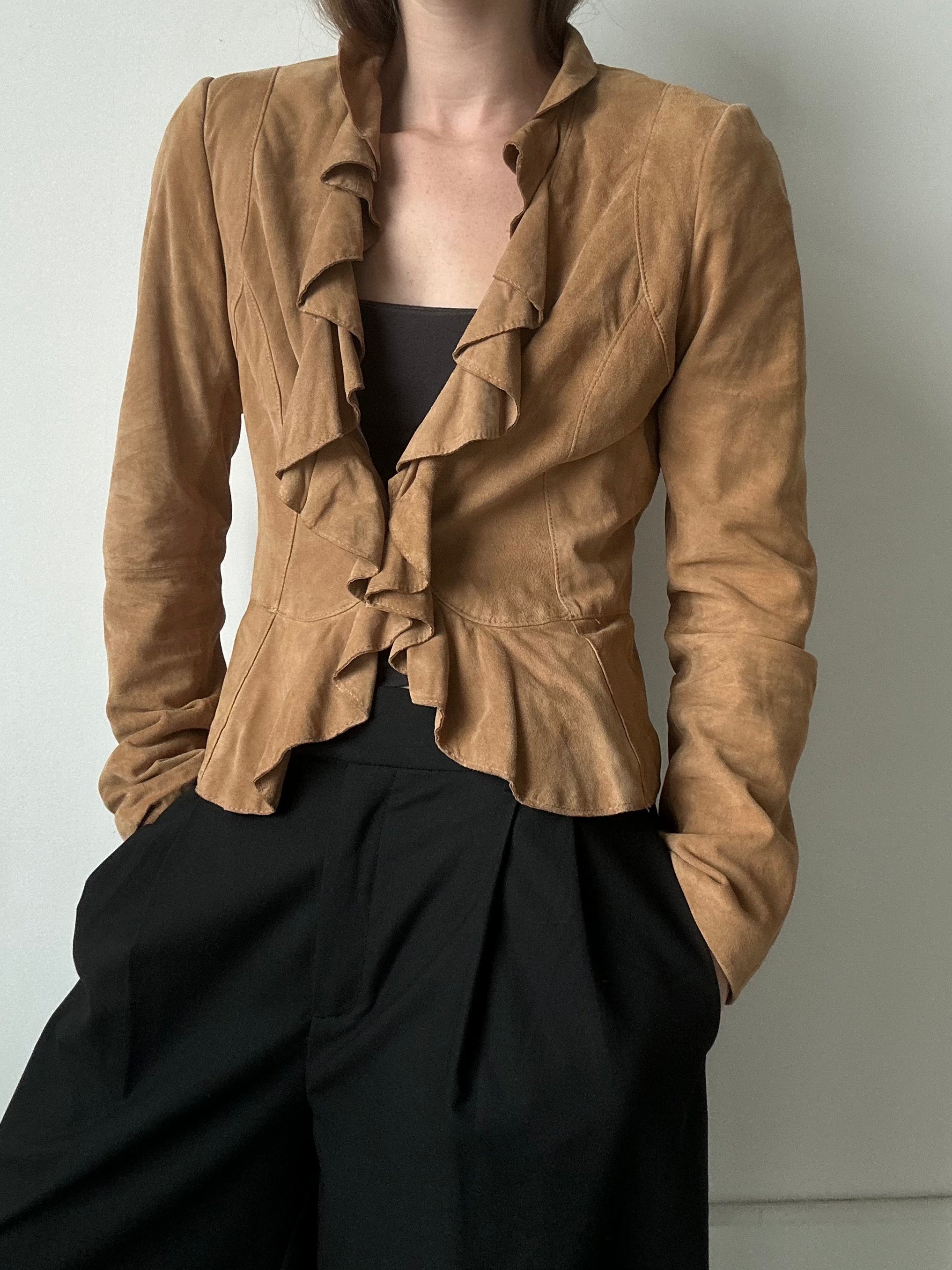 Vintage Suede Ruffle Jacket Size Medium