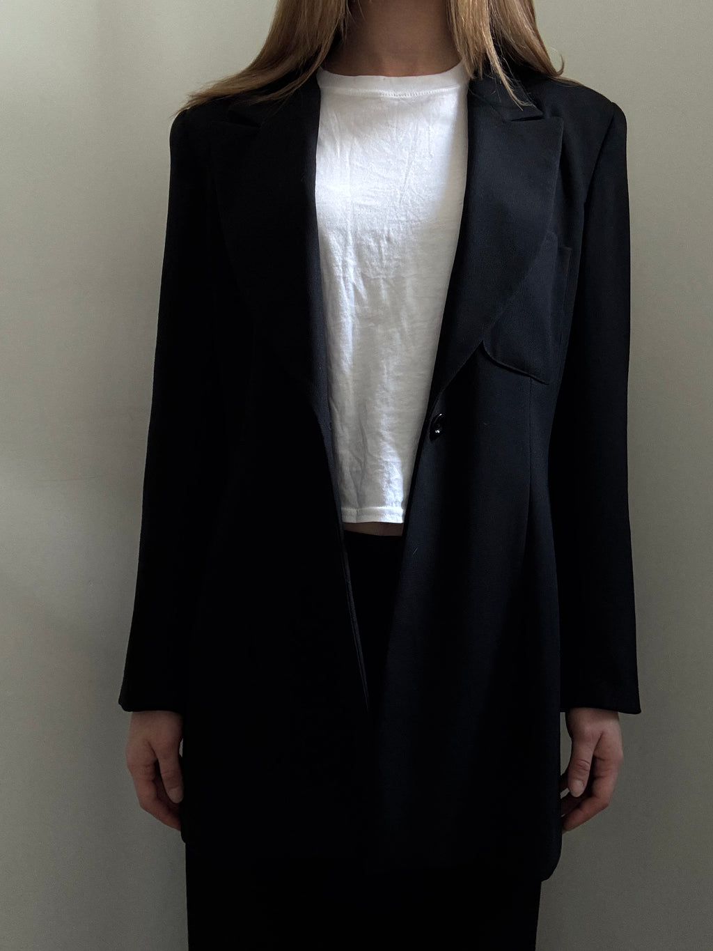 Vintage Black Fitted Mid-length Blazer Size Large