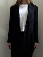 Vintage Black Fitted Mid-length Blazer Size Large