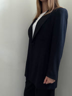 Vintage Black Fitted Mid-length Blazer Size Large