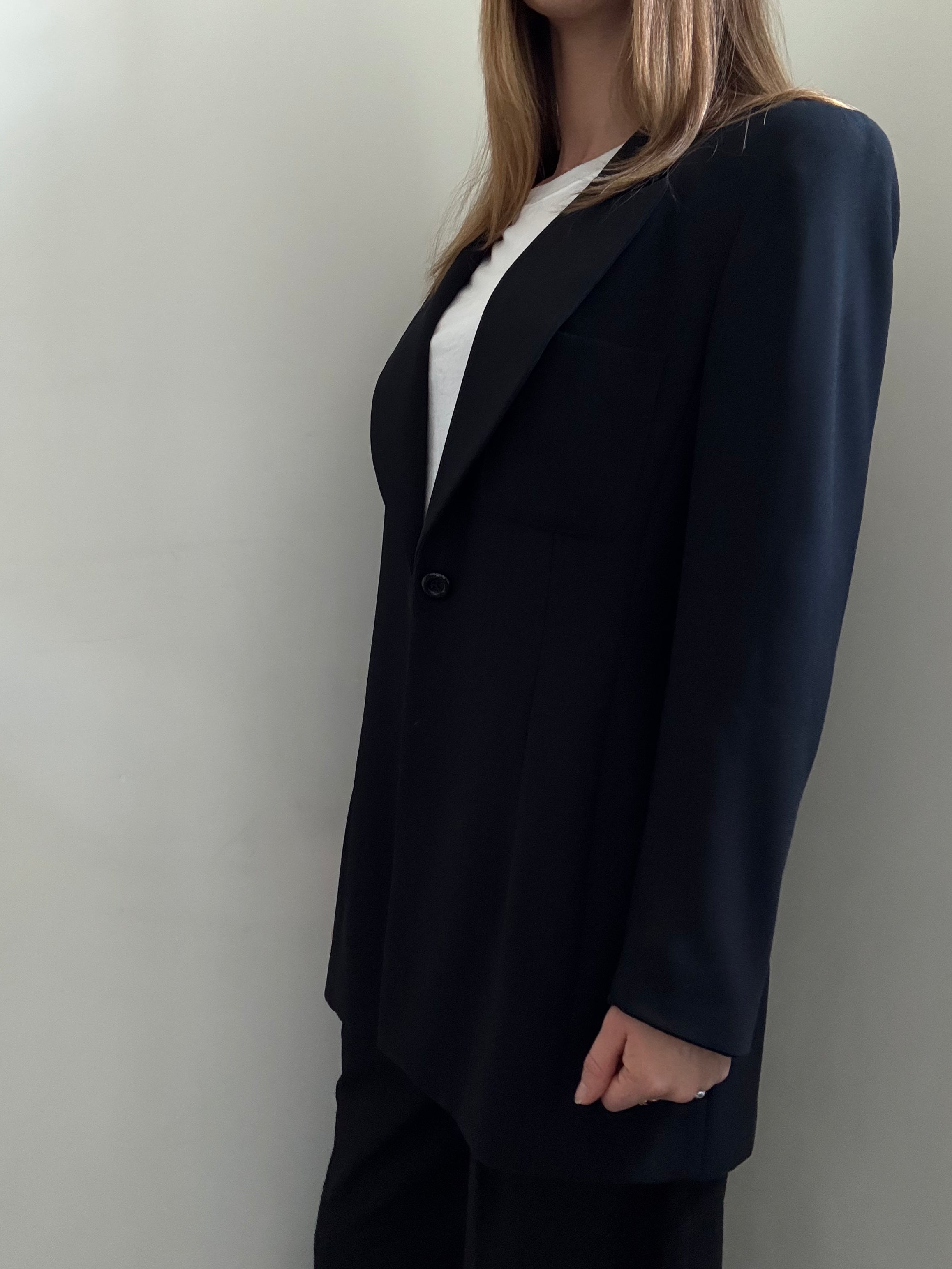 Vintage Black Fitted Mid-length Blazer Size Large