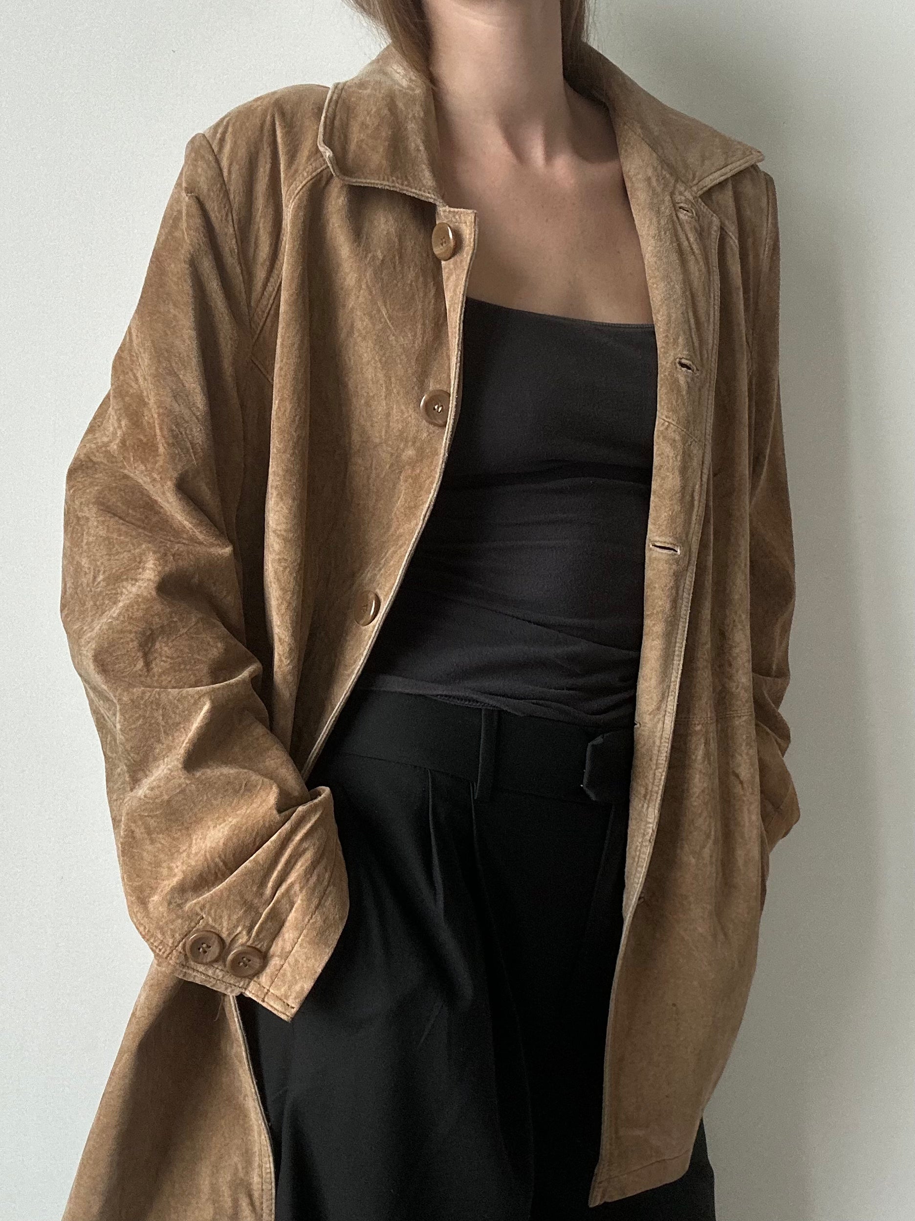 Vintage Brown Suede Collared Jacket Size XL