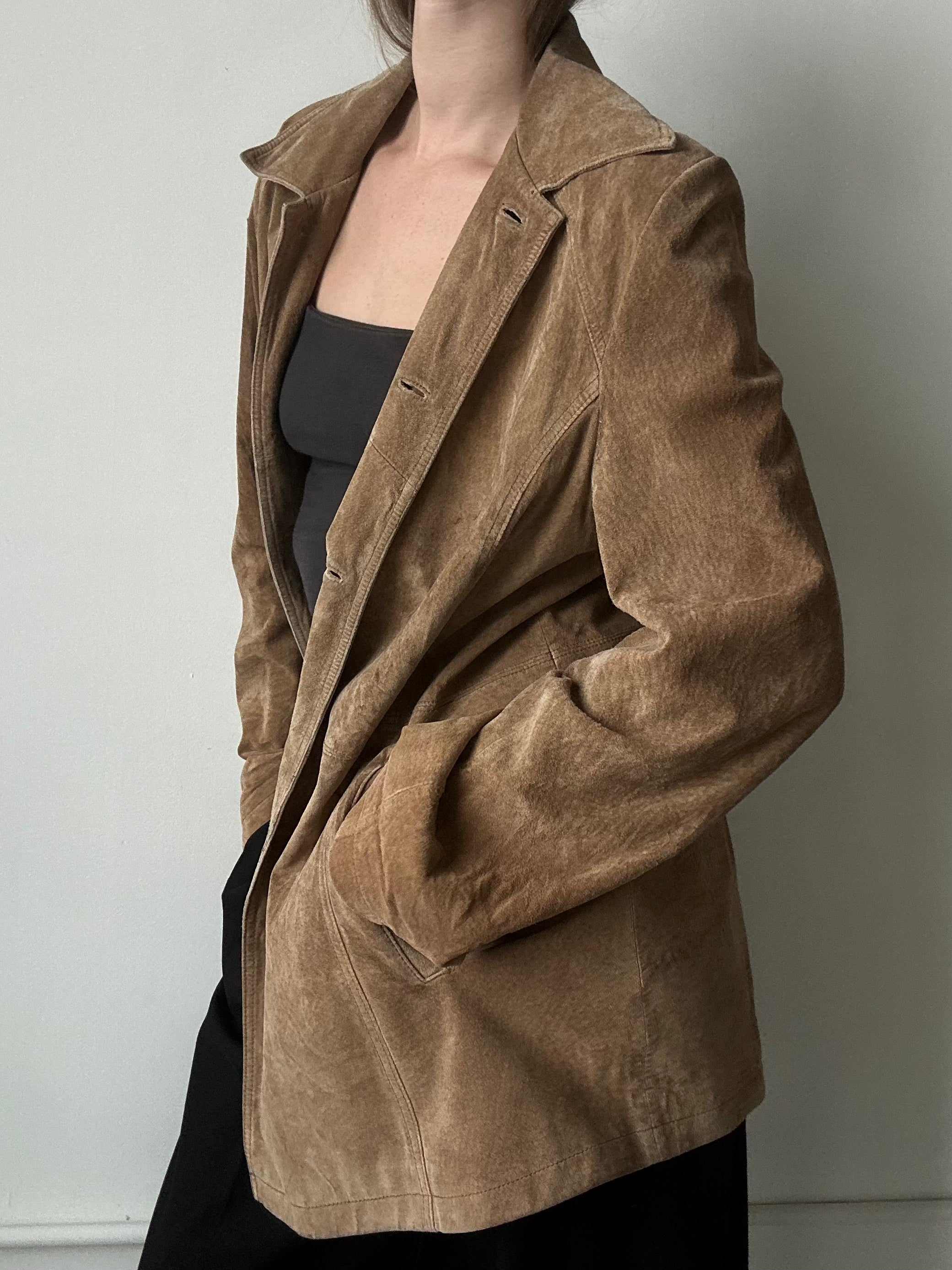Vintage Brown Suede Collared Jacket Size XL