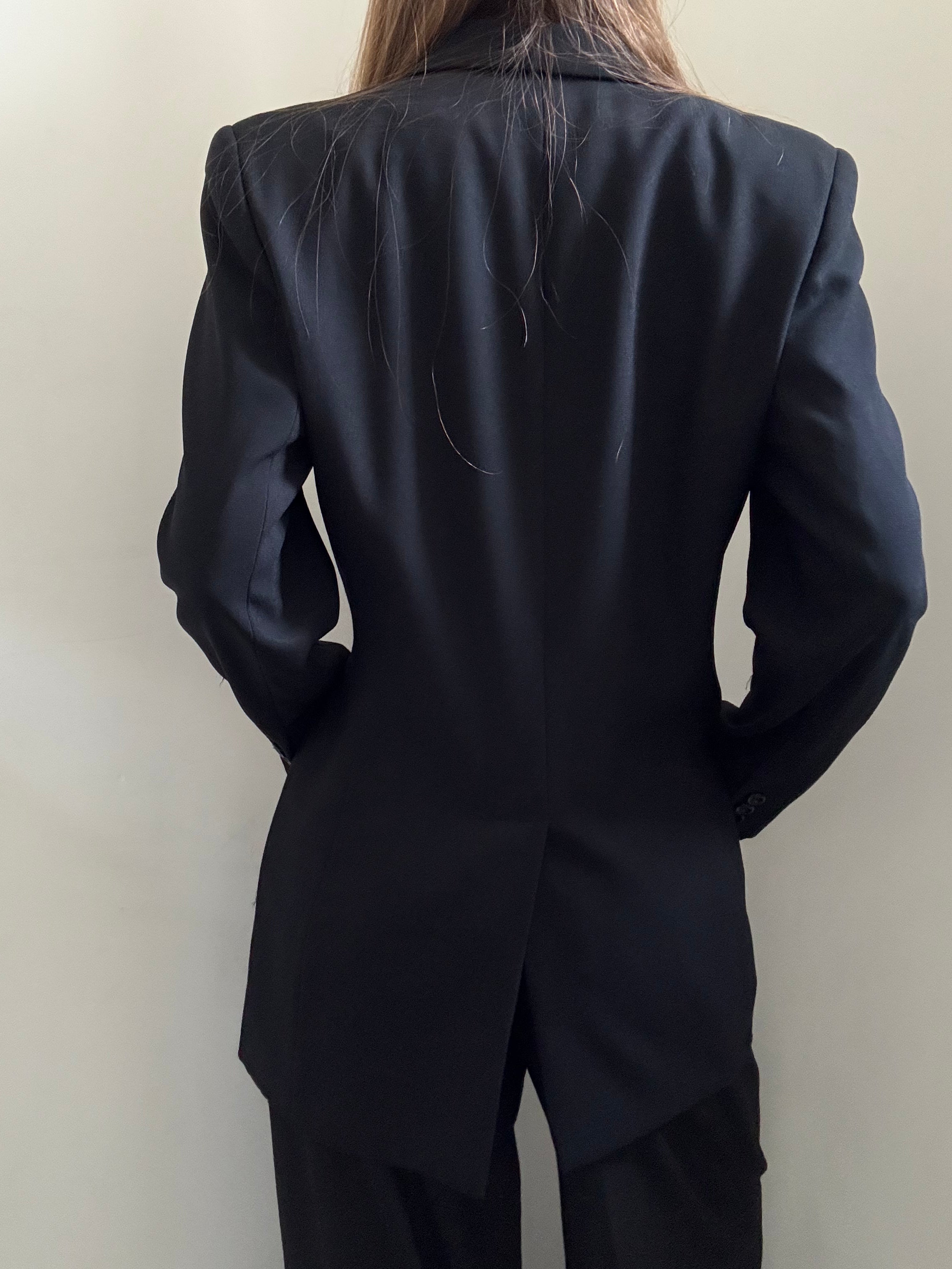 Vintage Black Fitted Mid-length Blazer Size Large