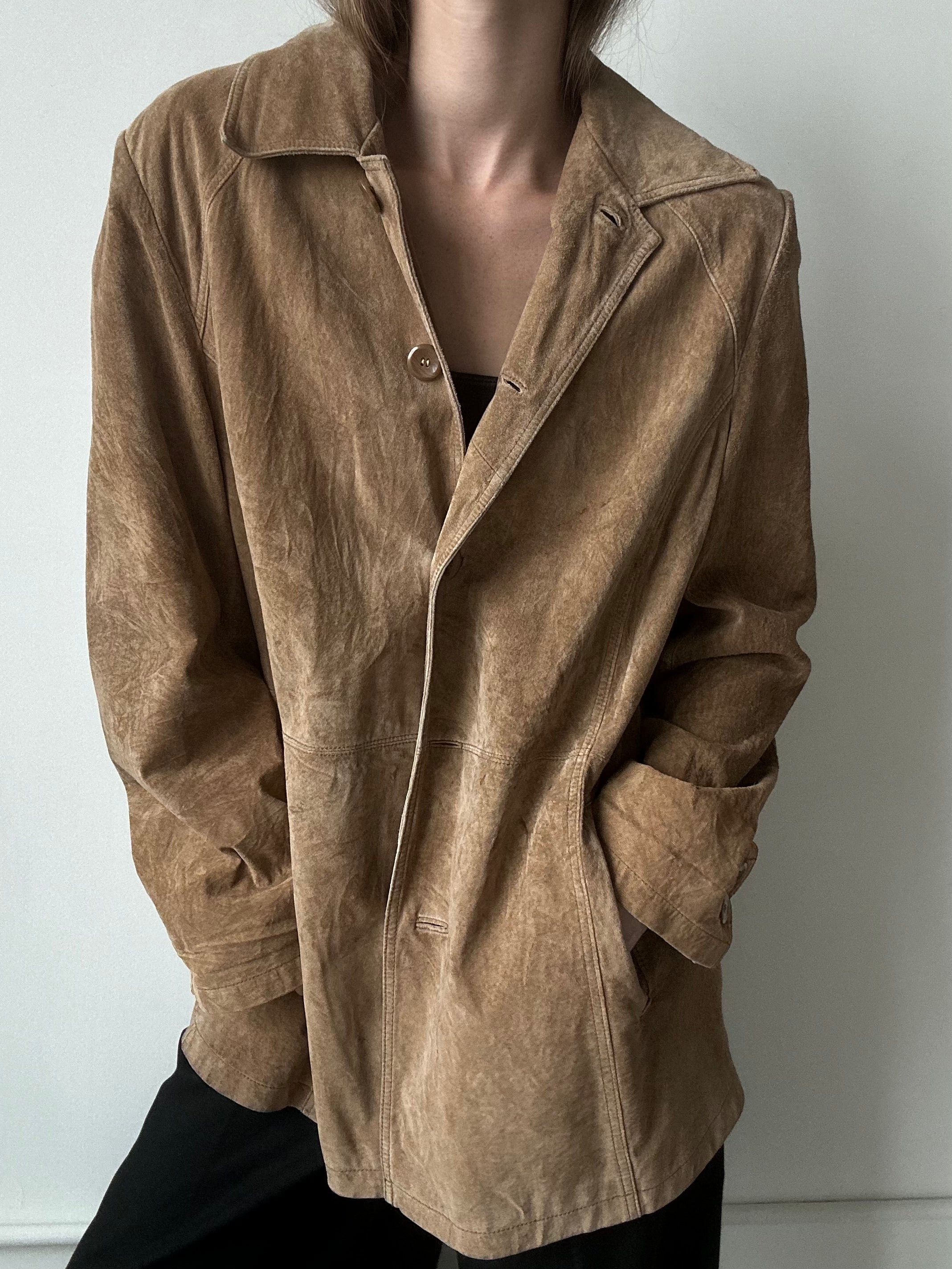 Vintage Brown Suede Collared Jacket Size XL