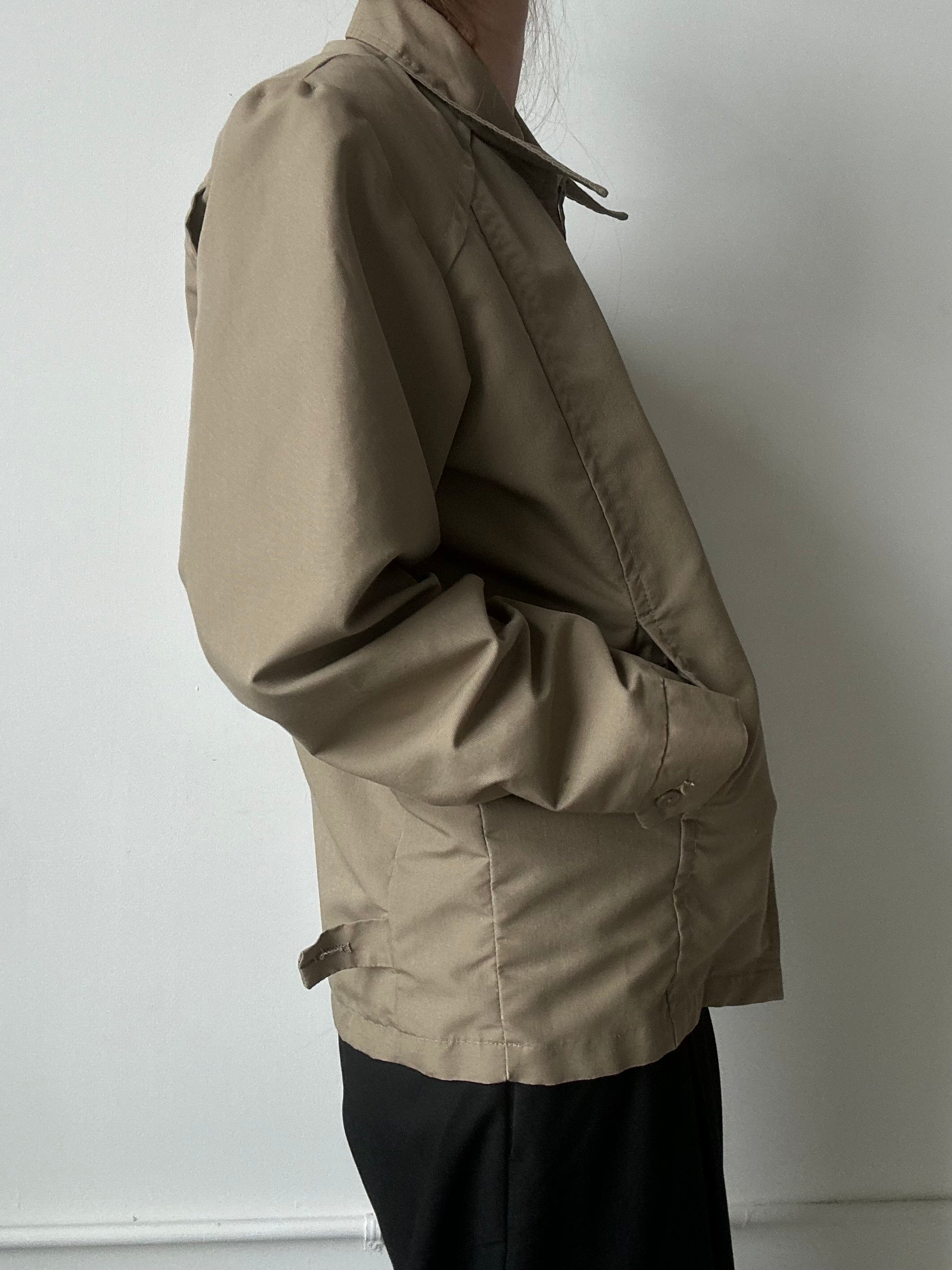 Vintage Tan Mock Neck Bomber Jacket Size Medium