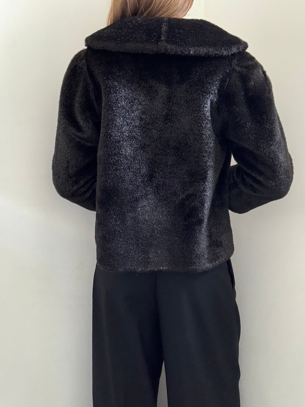 Vintage Dark Brown Faux Fur Cropped Jacket Size Small