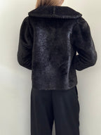 Vintage Dark Brown Faux Fur Cropped Jacket Size Small
