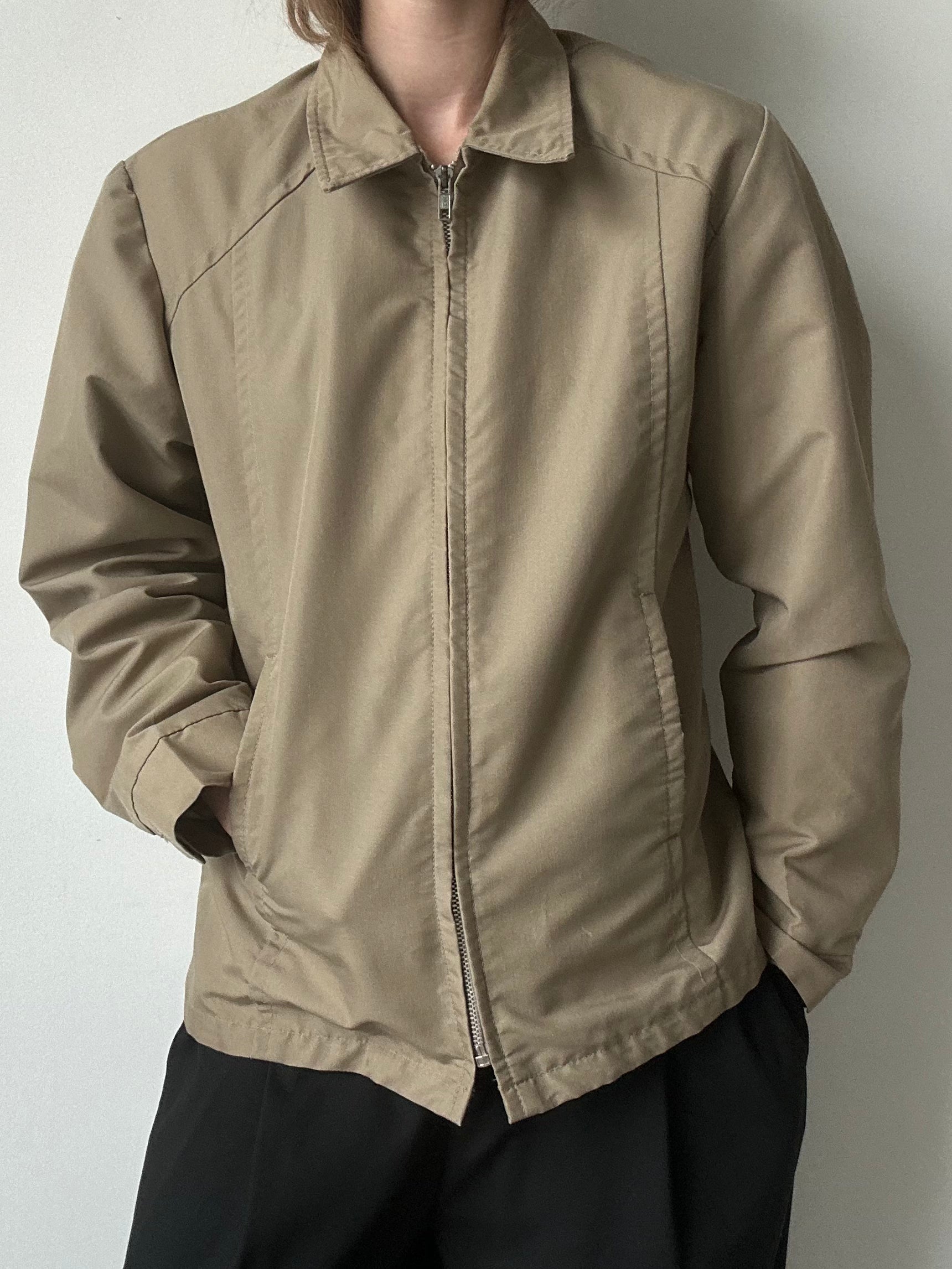 Vintage Tan Mock Neck Bomber Jacket Size Medium